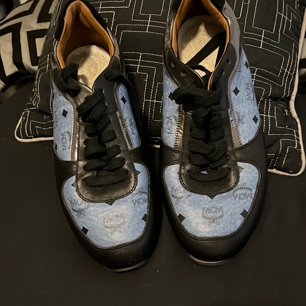 MCM women sneakers (9) blue and black gently used